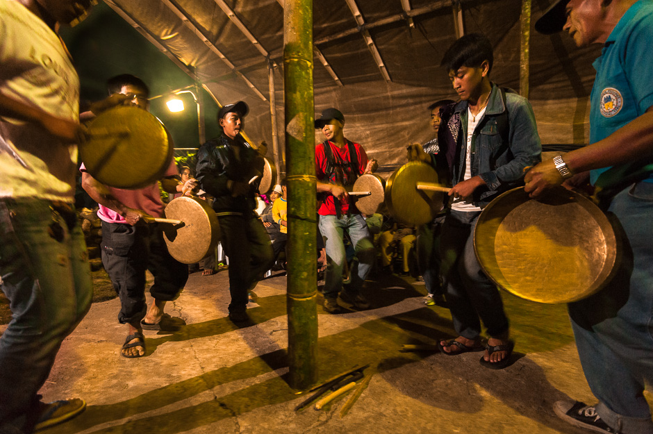Gong players at a community gathering
